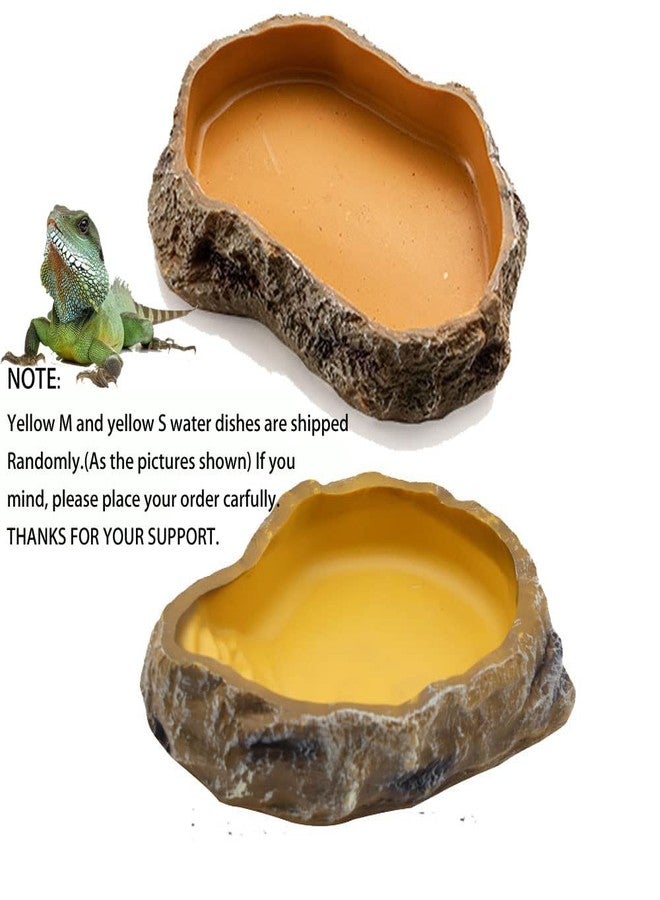 Abustle pig Reptile Water Dish,Resin Reptile Rock Food Feeder Bowl, Water and Food Bowl,Terrarium Decor for Leopard Gecko, Lizard,Spider,Turtle,Scorpion, Chameleon,Hermit Crabs (M, Yellow) - Image 4